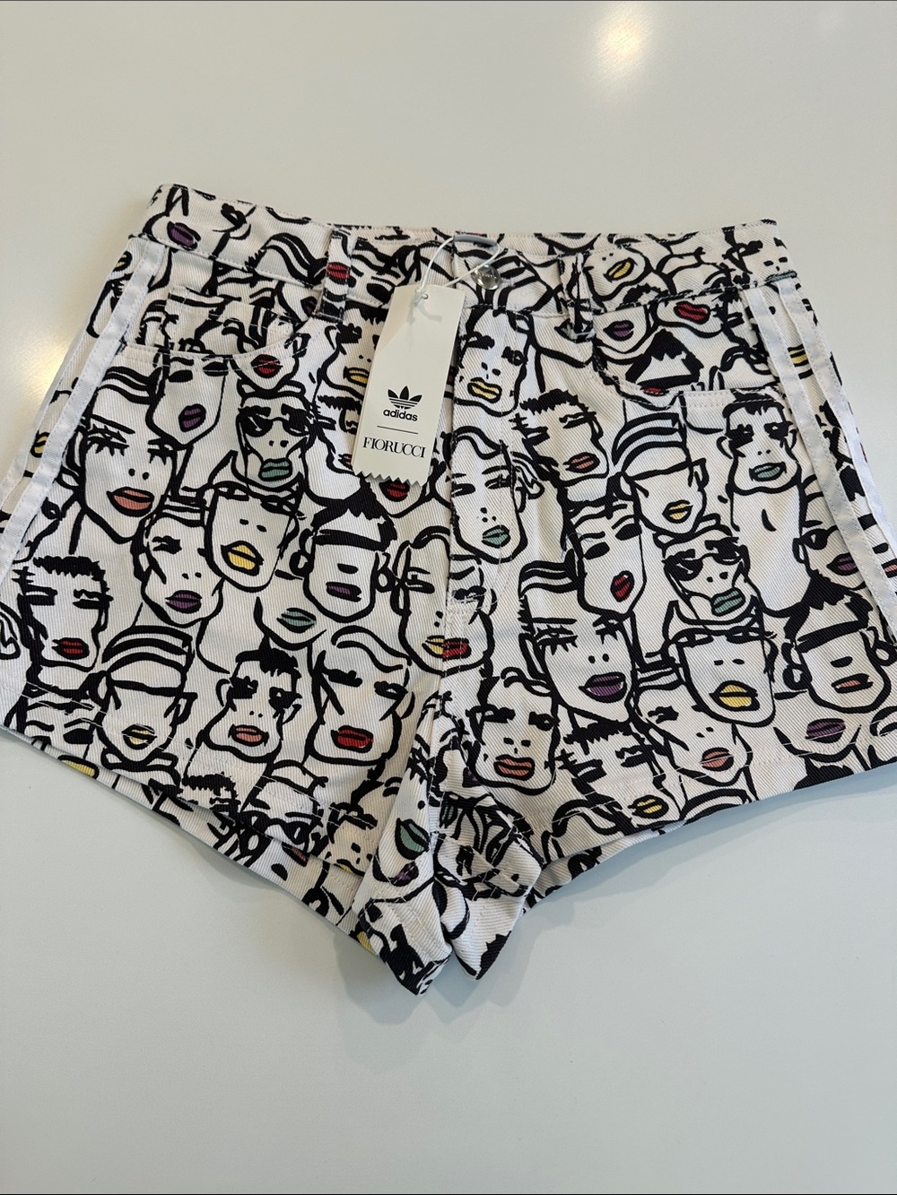 NEW adidas x Fiorucci Highlight White Denim  Shorts